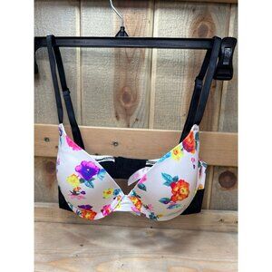 Victorias Secret Pink Floral T-Shirt Bra 32C Lightly Lined Adjustable Straps